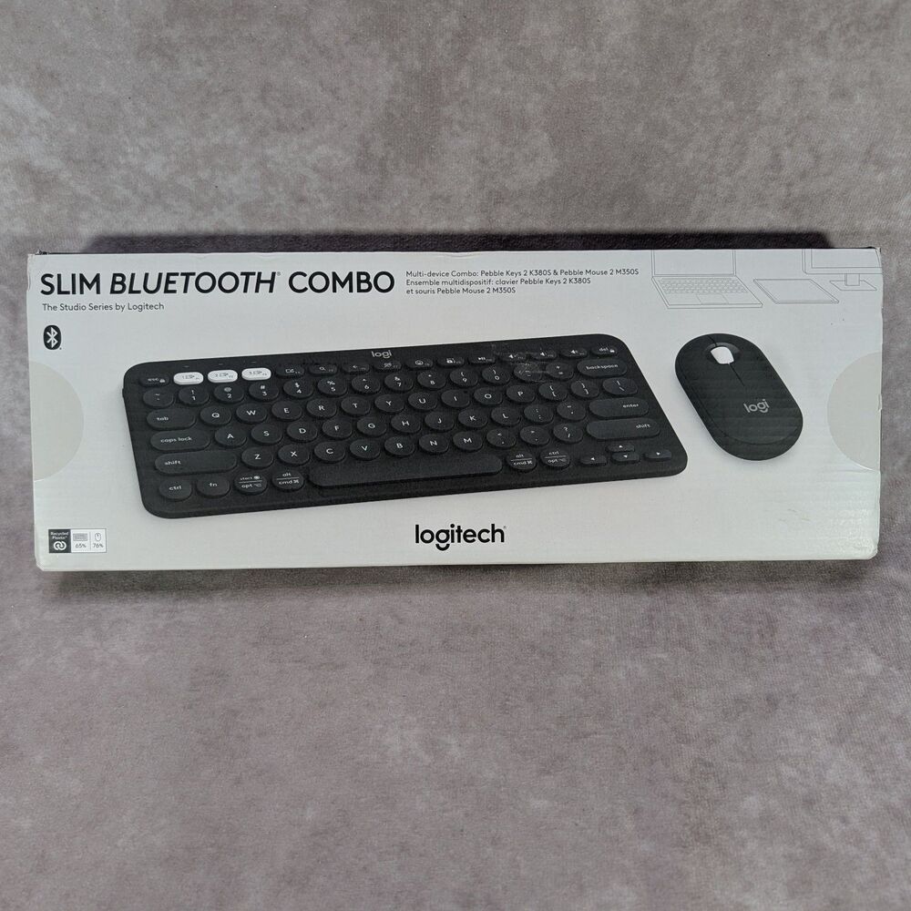 Logitech Slim Bluetooth Combo Pebble Keys 2 K380S Pebble Mouse 2 M350S Black New